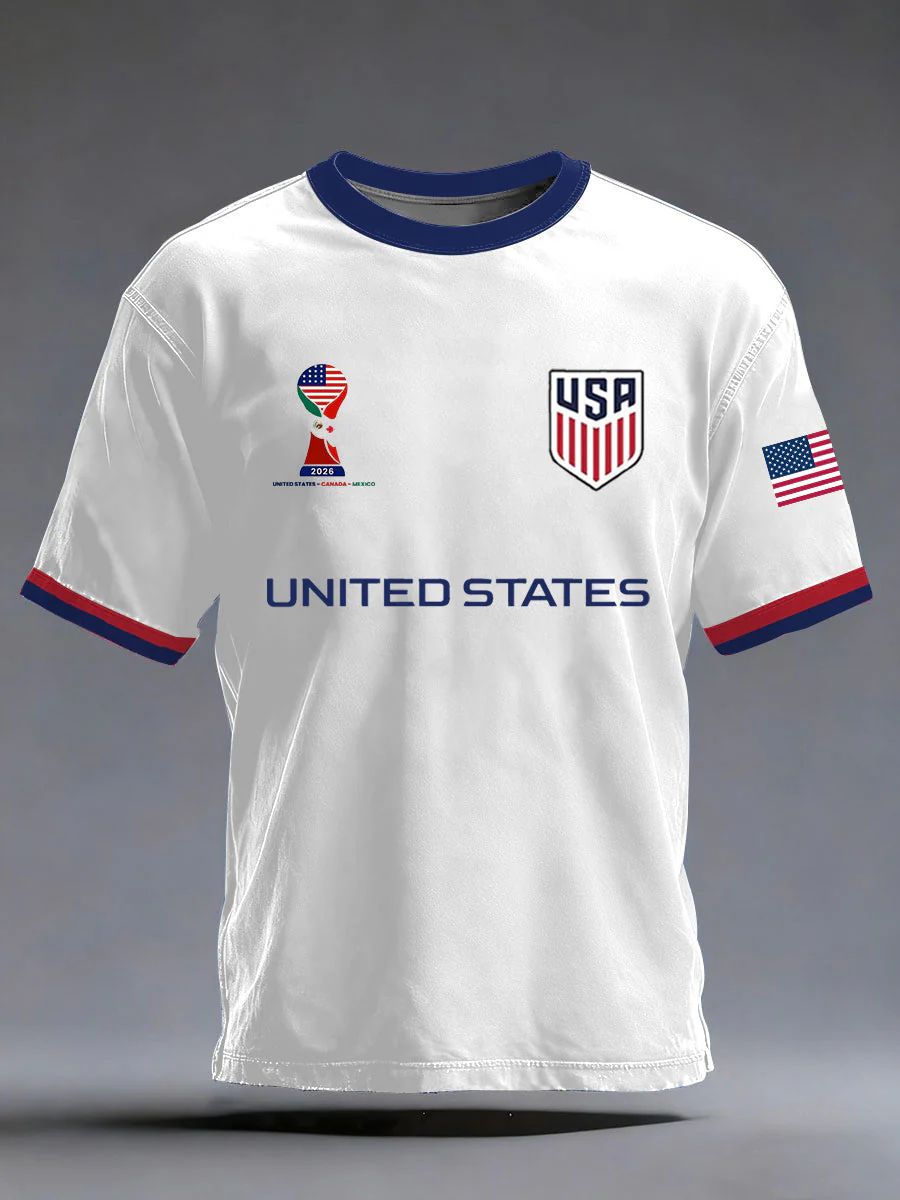 United States 2026 World Cup Jersey – White Concept Home Kit T-Shirt with Tri-Host Nation Badge