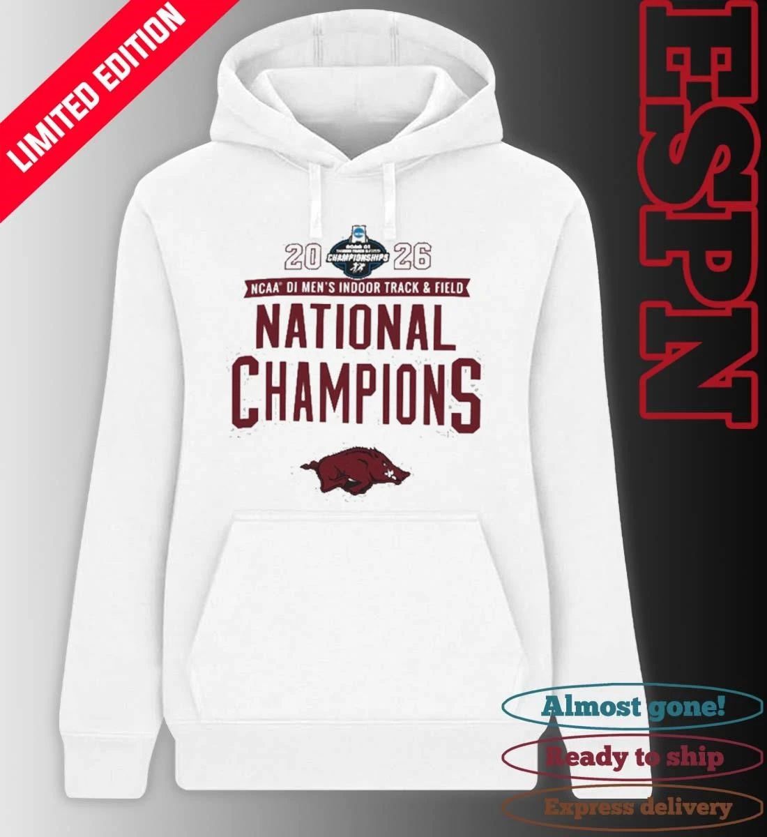 Arkansas Razorbacks 2026 NCAA Men’s Indoor Track & Field National Champions T-Shirt