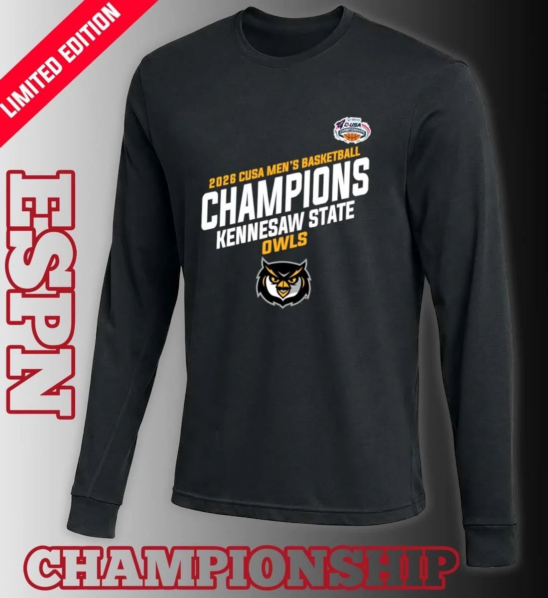 Kennesaw State Owls C-USA Men’s Basketball Tournament Champions Locker Room T-Shirt