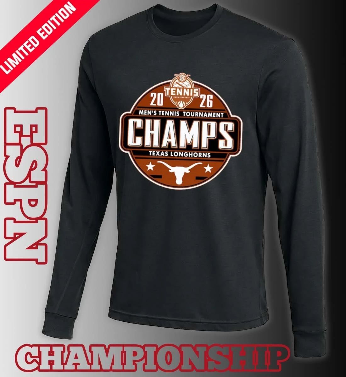Texas Longhorns 2026 SEC Men’s Tennis Tournament Champions Locker Room T-Shirt