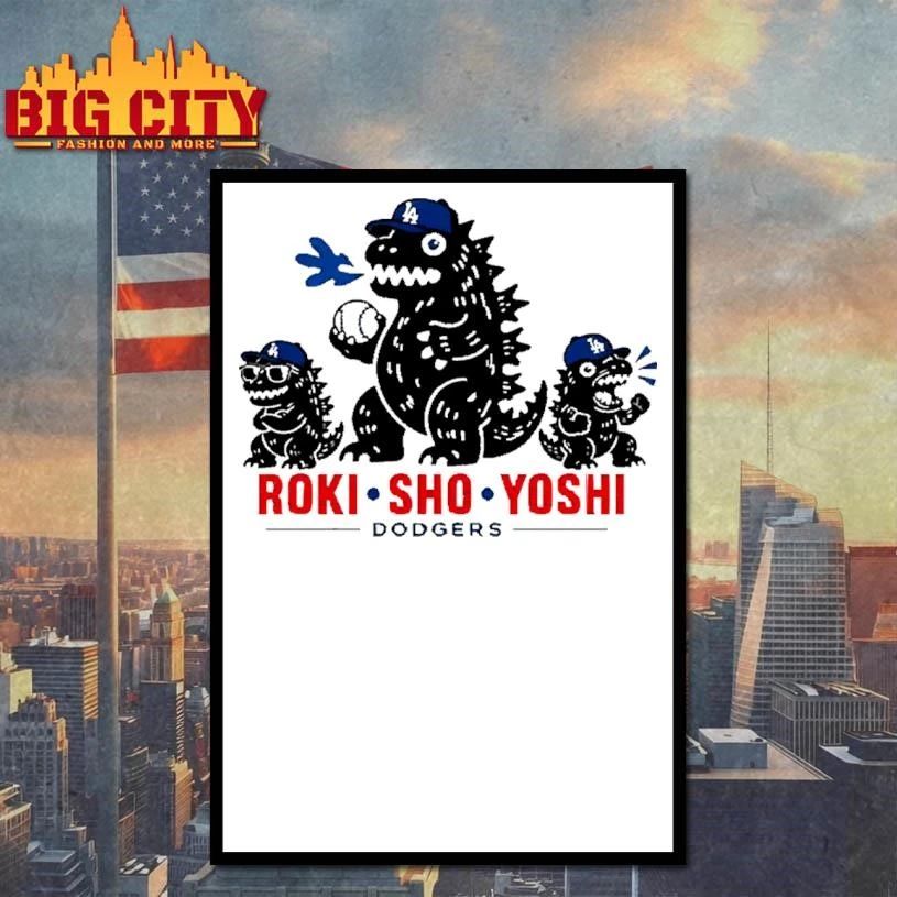 Roki Sho Yoshi Dodgers Cute Godzilla Trio Baseball Fan Game Day Shirt