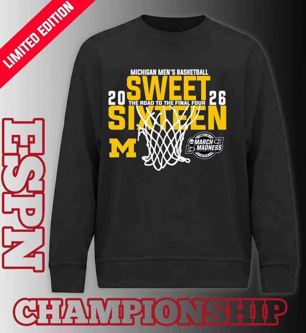 Michigan Men’s Basketball 2026 Sweet Sixteen The Road To The Final Four Shirt