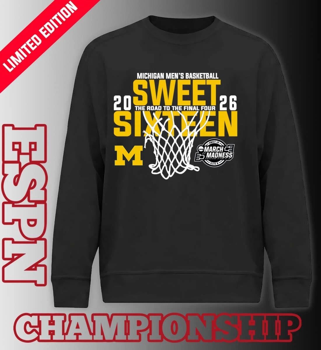 Michigan Men’s Basketball 2026 Sweet Sixteen The Road To The Final Four Shirt