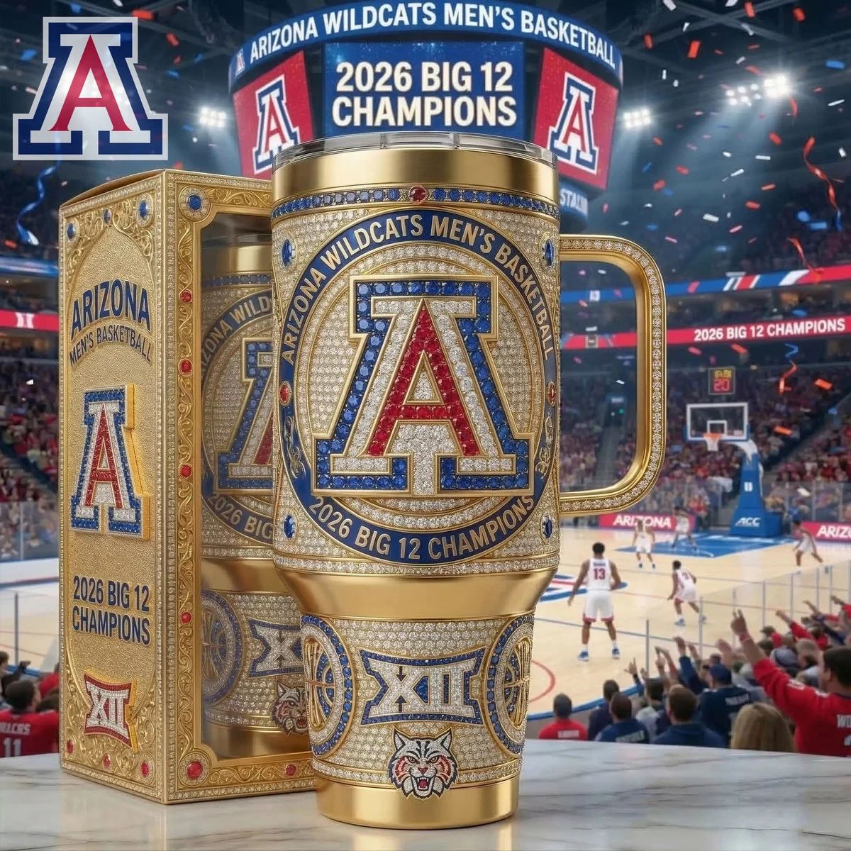 Arizona Wildcats Men’s Basketball 2026 Big 12 Champions Tumbler Cup