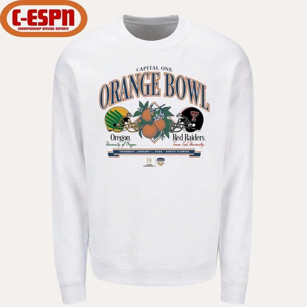 Texas Tech University vs. University Of Oregon 2026 Capital One Orange Bowl shirt