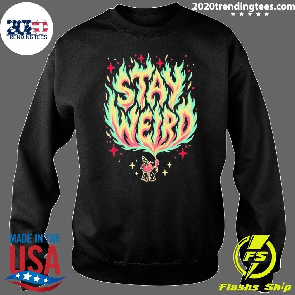 Stay Weird Magic Flames Wizard Cat Shirt