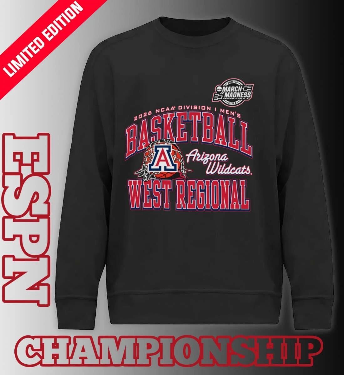 Arizona Wildcats 2026 NCAA DI Men’s Basketball Sweet 16 – West Regional T-Shirt