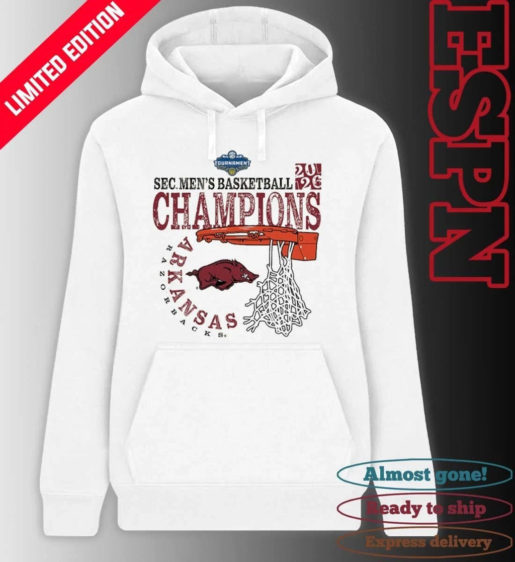 Arkansas Razorbacks SEC Men’s Basketball Tournament Champions Cut Nets T-Shirt