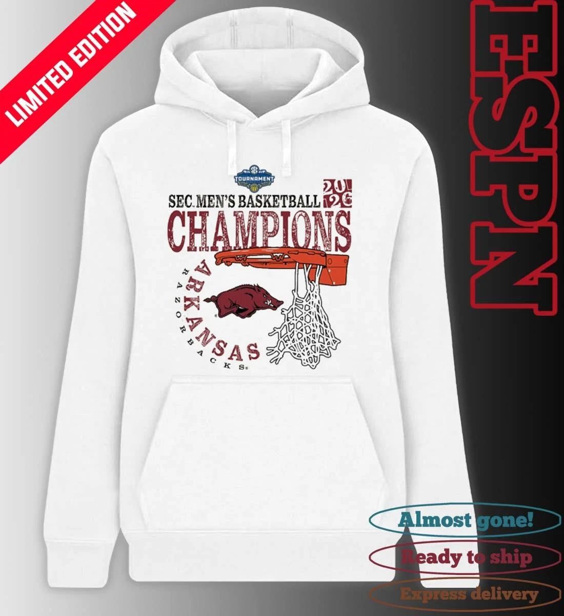 Arkansas Razorbacks SEC Men’s Basketball Tournament Champions Cut Nets T-Shirt
