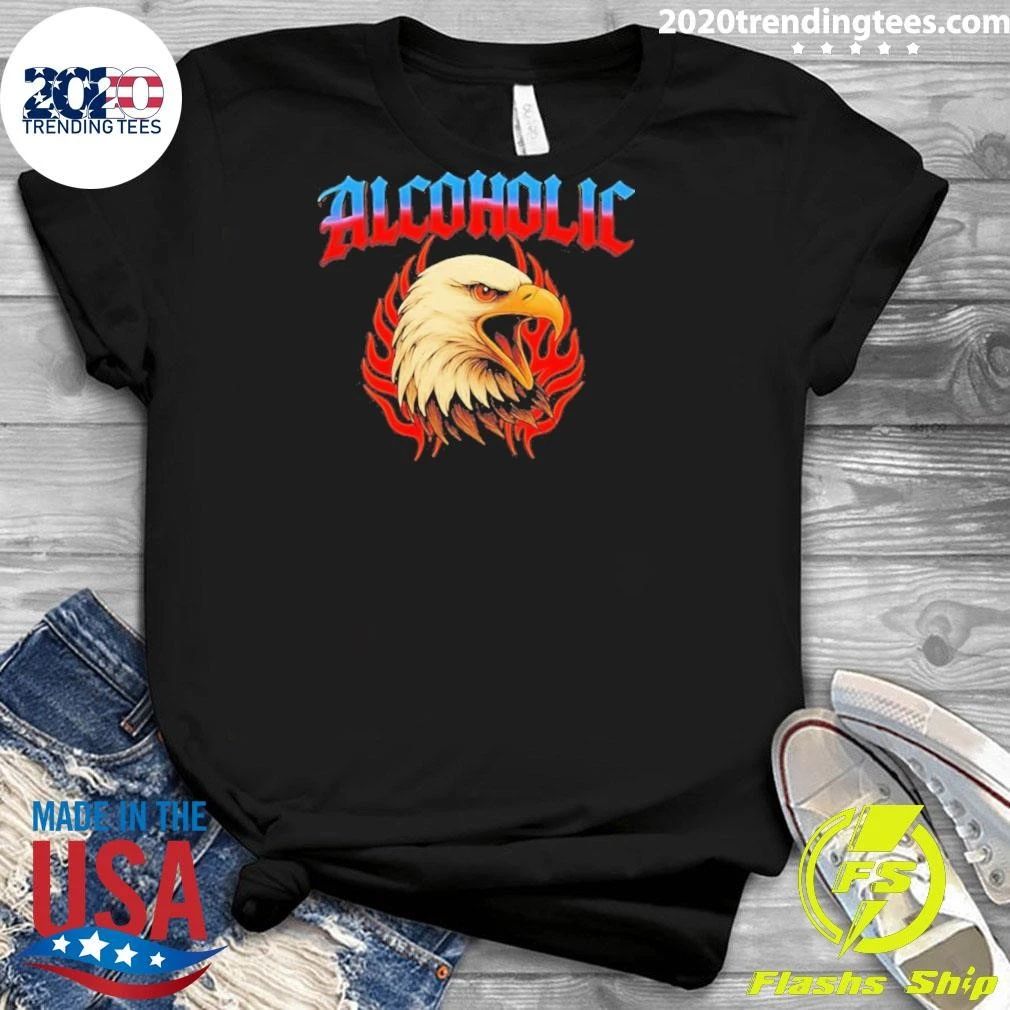 Alcoholic Eagle With Flames Bird Graphic Shirt