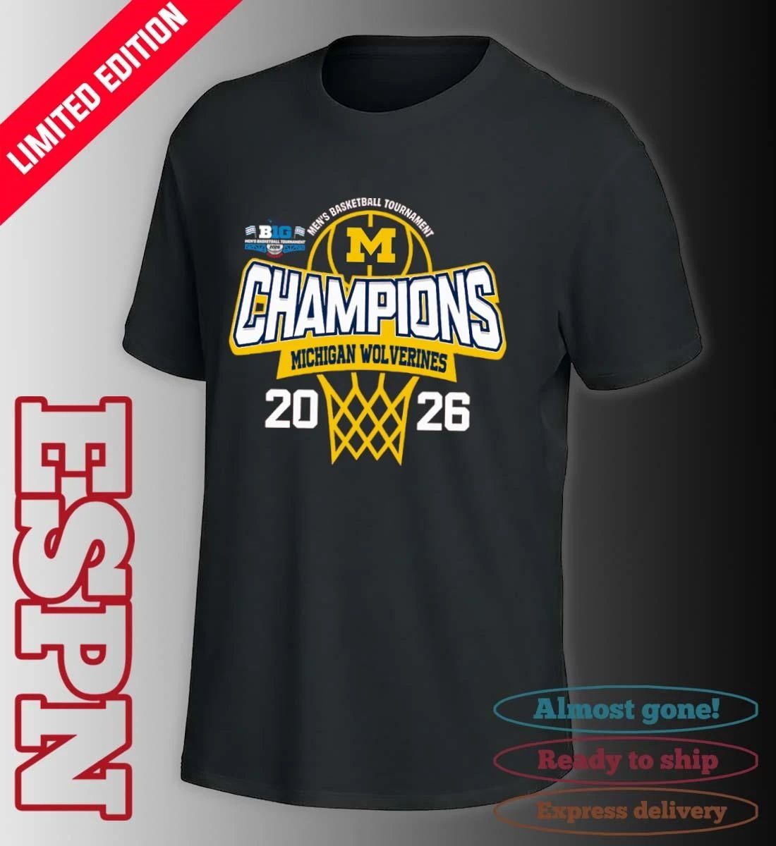 Michigan Wolverines 2026 Big Ten Men’s Basketball Tournament Champions Shirt
