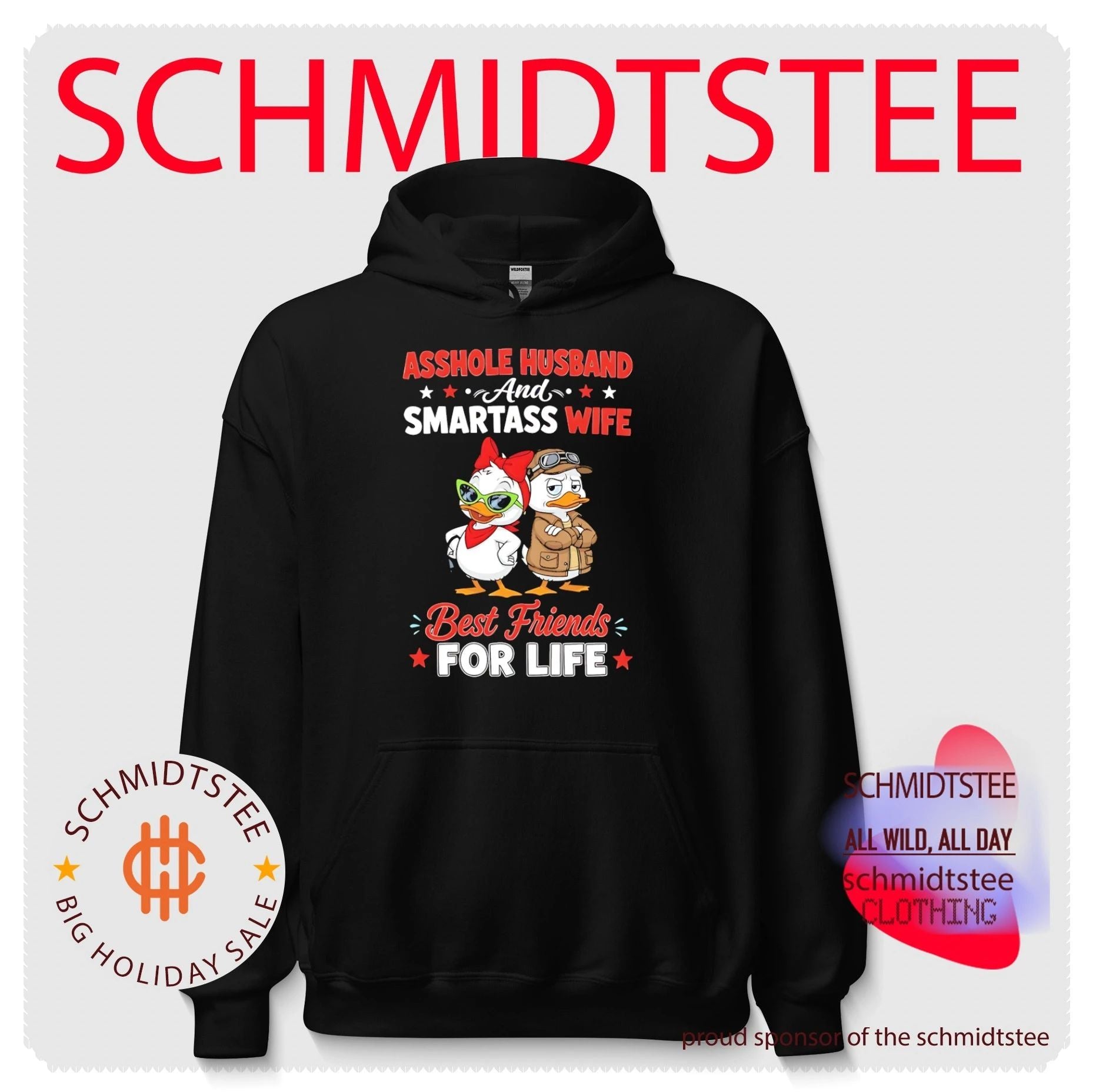 Asshole husband and smartass wife best friends for life cartoon ducks shirt