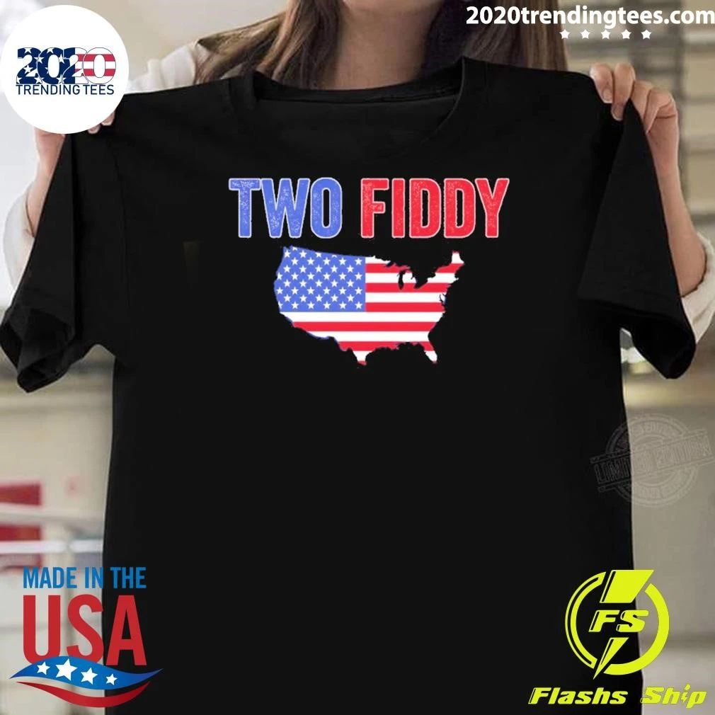 Two Fiddy Patriotic Usa Map 4th Of July America Birthday Shirt