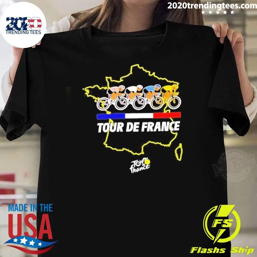 Tour De France Map With Cyclists Cycling Shirt