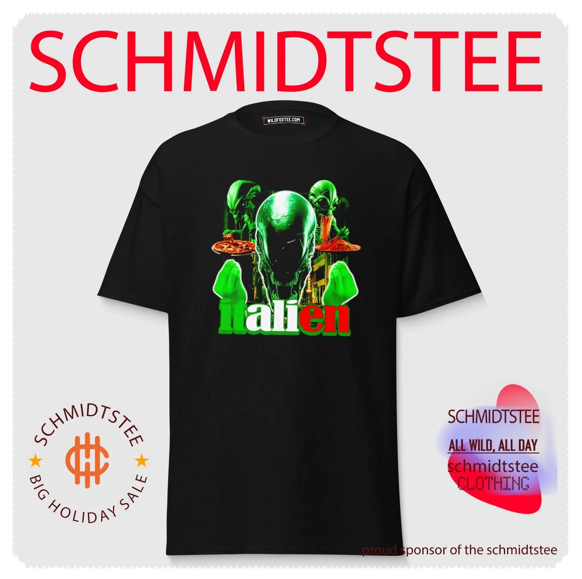 Italien Alien Eating Pizza and Pasta Xenomorph shirt