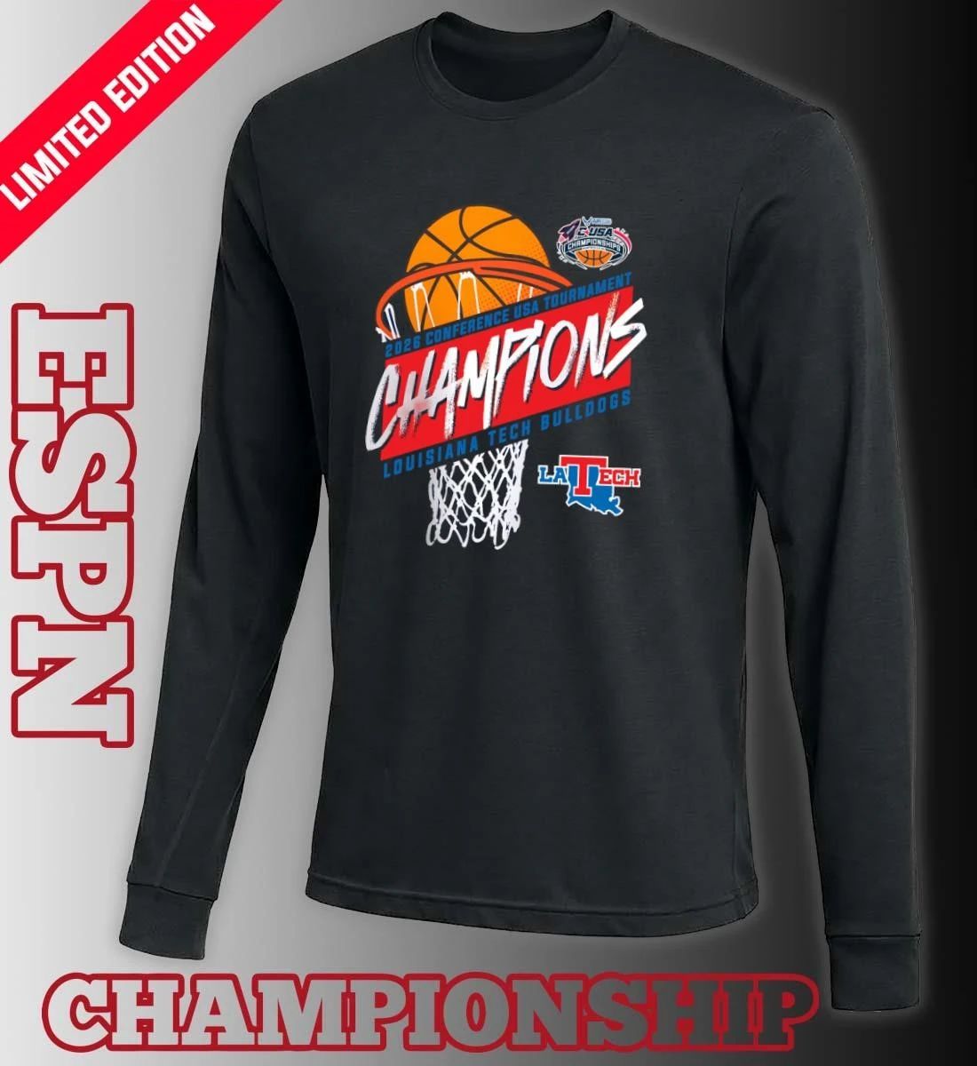 Louisiana Tech Men’s Basketball Conference USA Tournament Champions 2026 T-Shirt