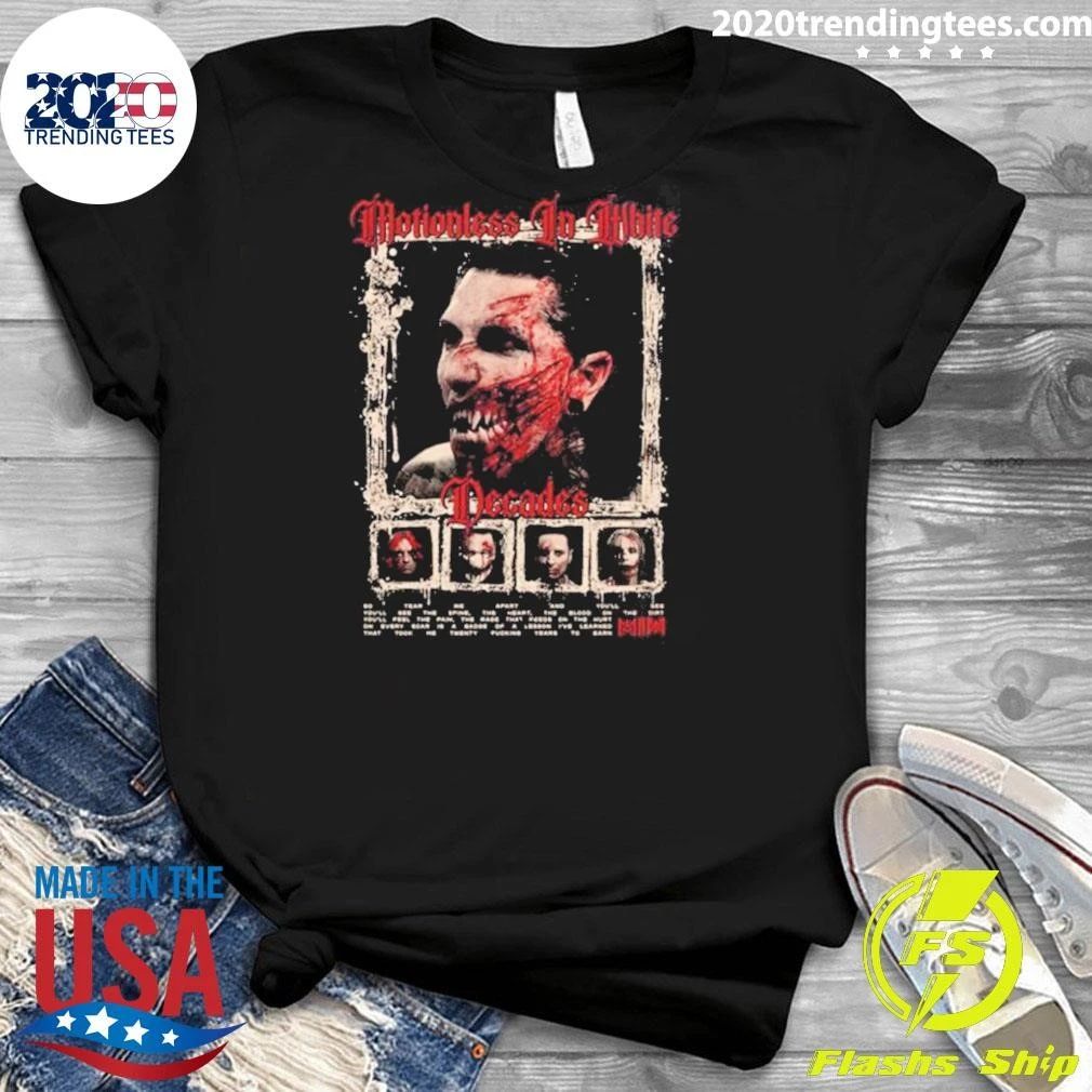 Motionless In White MIW The Sweat And Blood Tour 2026 Merch Decades So Tear Me Apart And You Will See Shirt