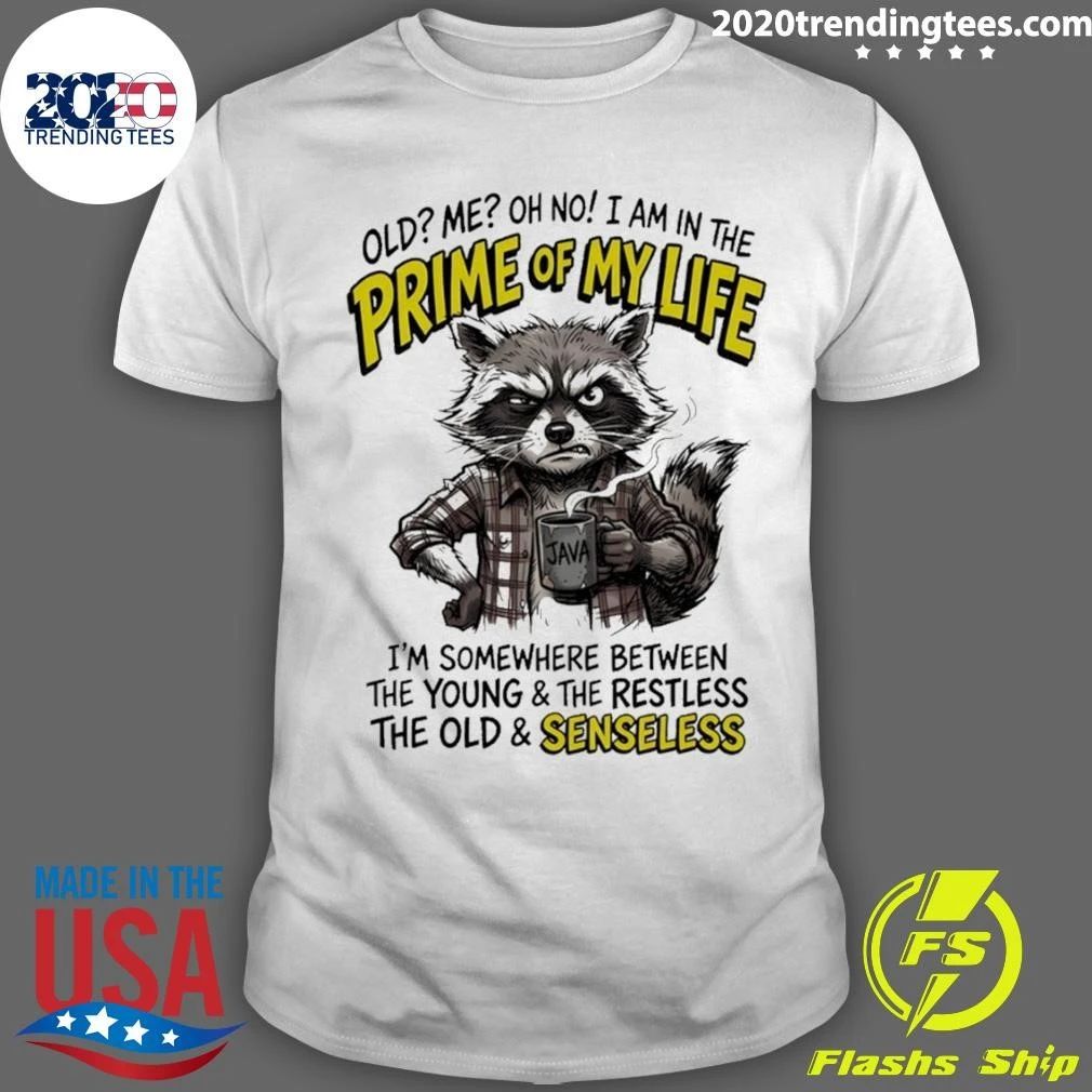 Raccoon Old Me Oh No I Am In The Prime Of My Life I’m Somewhere Between The Young And The Restless Shirt