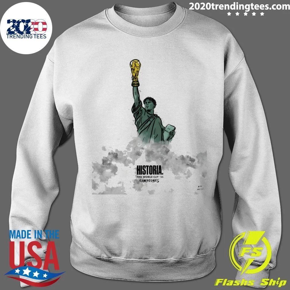 Statue Of Liberty Lamine Yamal Holding Trophy Spain Soccer World Cup 2026 Historia Campeones Shirt