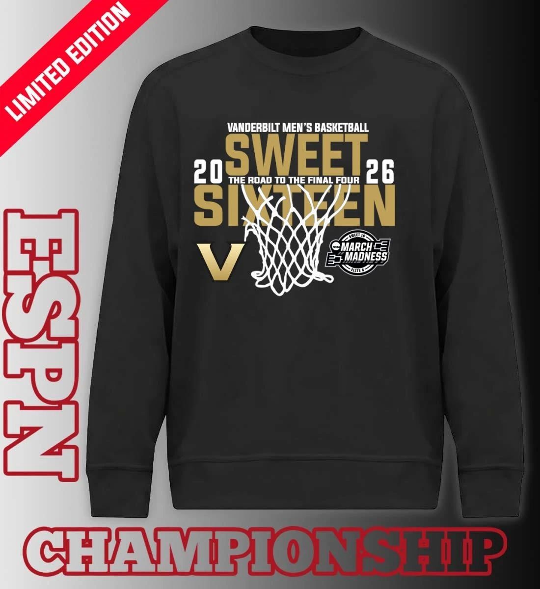 Vanderbilt Men’s Basketball 2026 Sweet Sixteen The Road To The Final Four Shirt