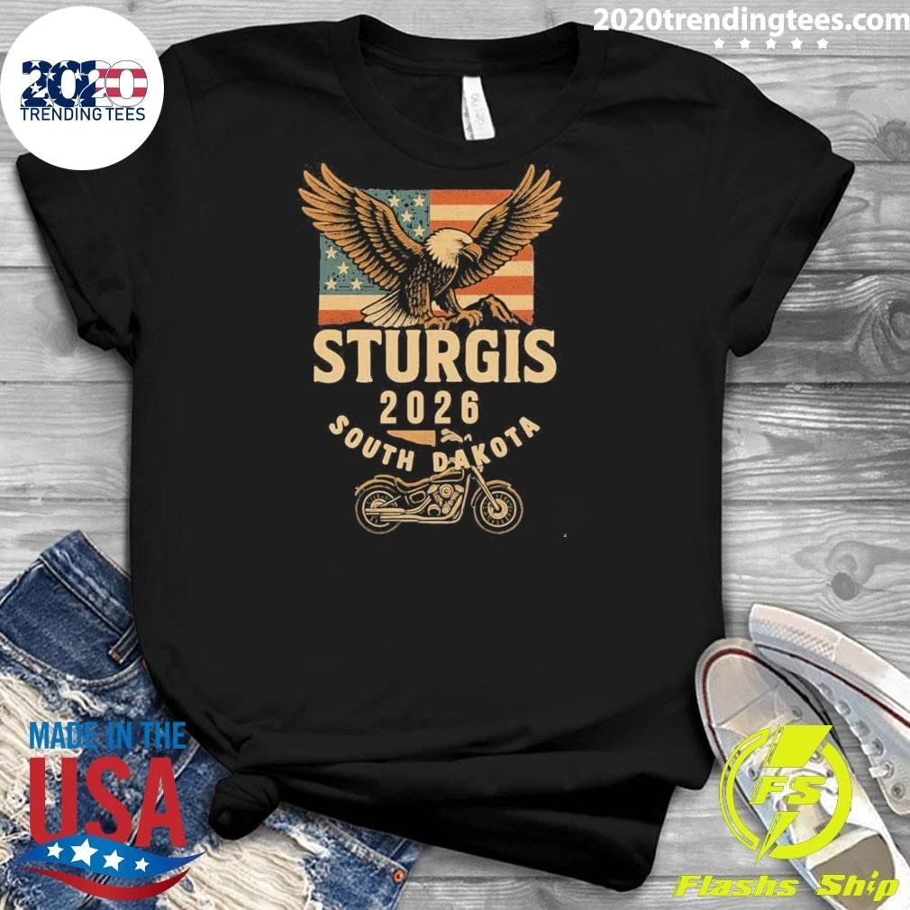 American Flag Eagle Sturgis 2026 South Dakota Motorcycle Bike Week Shirt