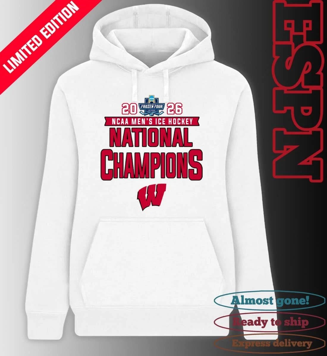 2026 NCAA Men’s Ice Hockey National Champions Wisconsin Badgers T-Shirt