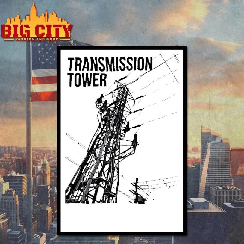 Industrial Electrical Art Transmission Tower White Shirt