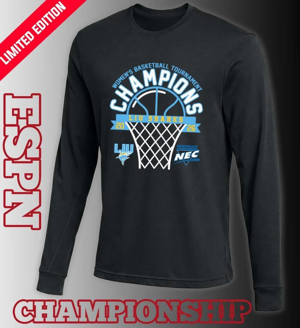 LIU Sharks 2026 Northeast Conference Women’s Basketball Tournament Champions Shirt