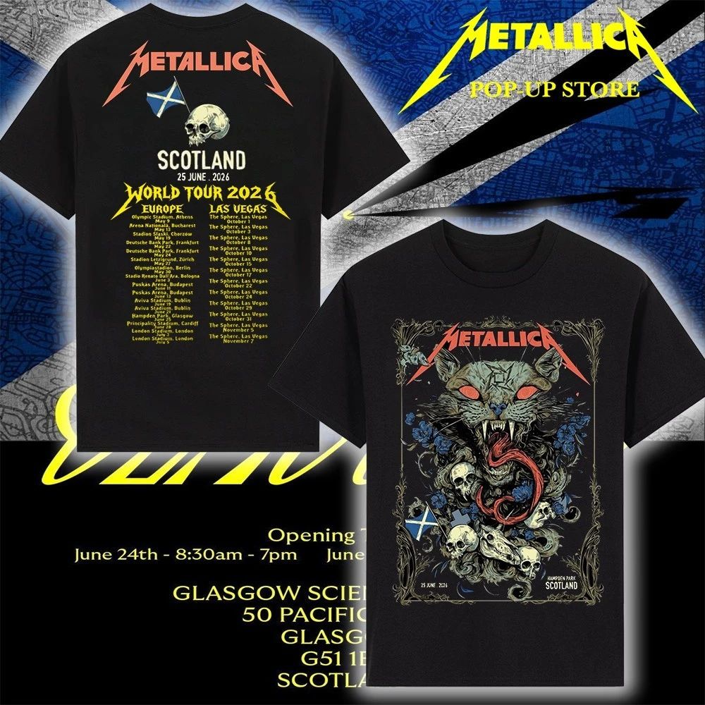 Metallica 25 June 2026 Pop-Up Store T-Shirt – Wild Cat Art by Michelle KamMei Harvey – Hampden Park Glasgow