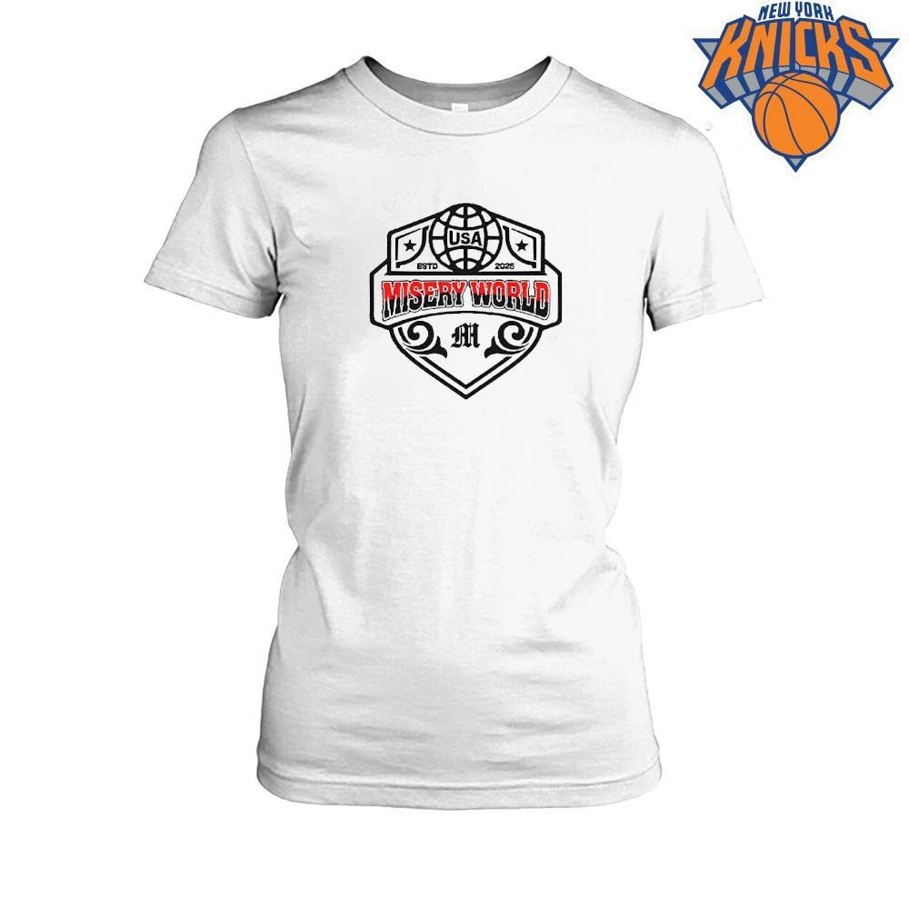Misery World USA ESTD 2026 Shield Logo Athletic Global Tour Shirt
