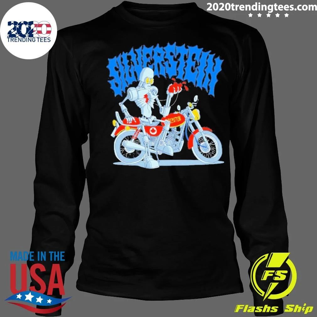 Silverstein Robot Holding Heart On Motorcycle Shirt
