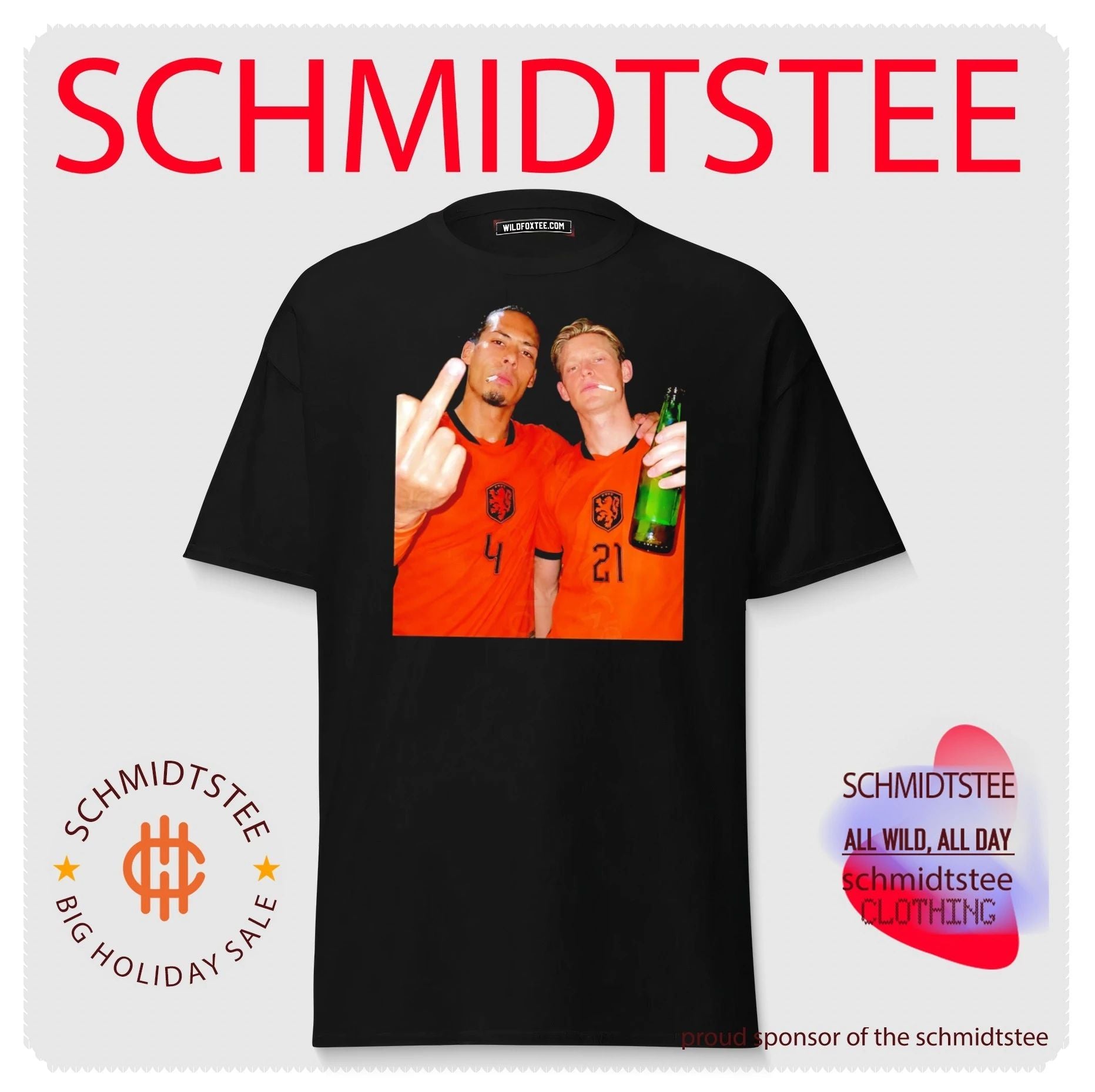 Virgil van Dijk and Frenkie de Jong Netherlands National Team middle finger shirt