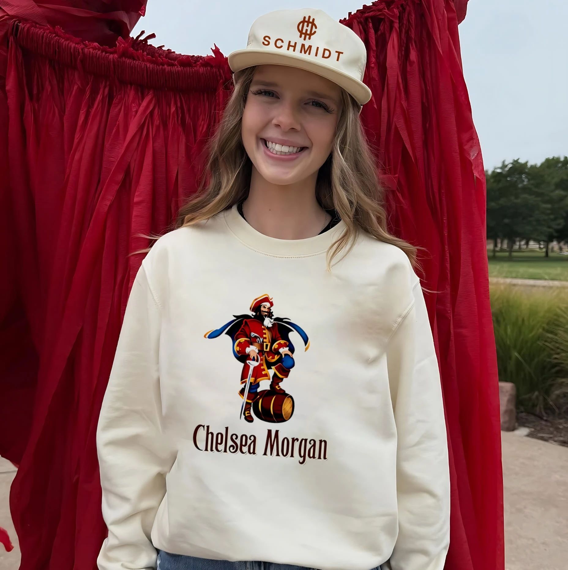 Captain Chelsea Morgan pirate illustration shirt