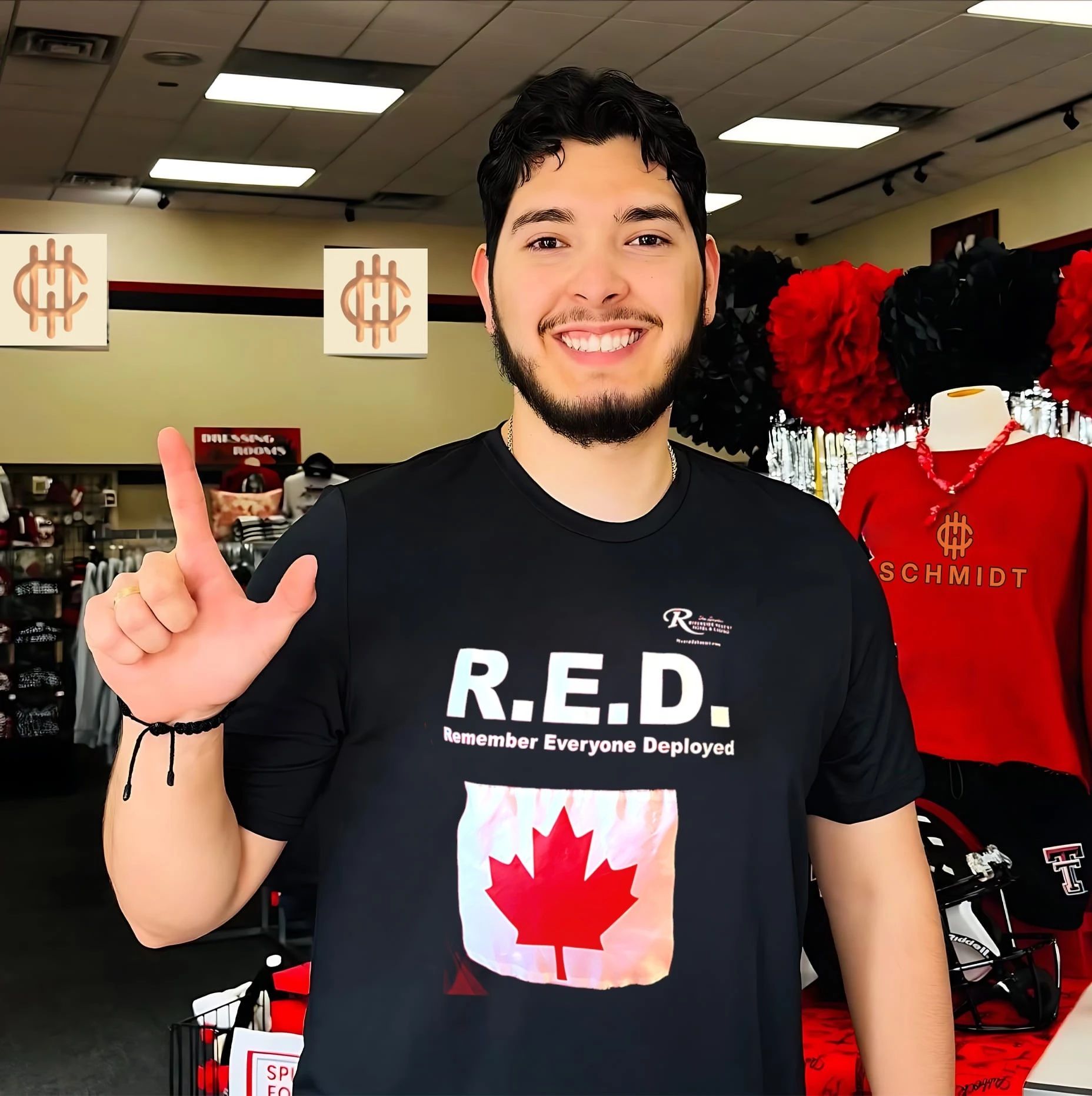RED remember everyone deployed maple logo shirt