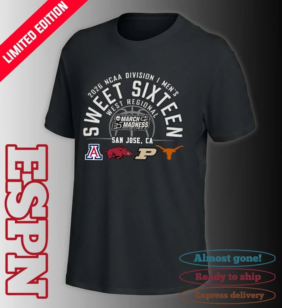 2026 NCAA DI Men’s Basketball Sweet 16 West Regional – San Jose, CA T-Shirt