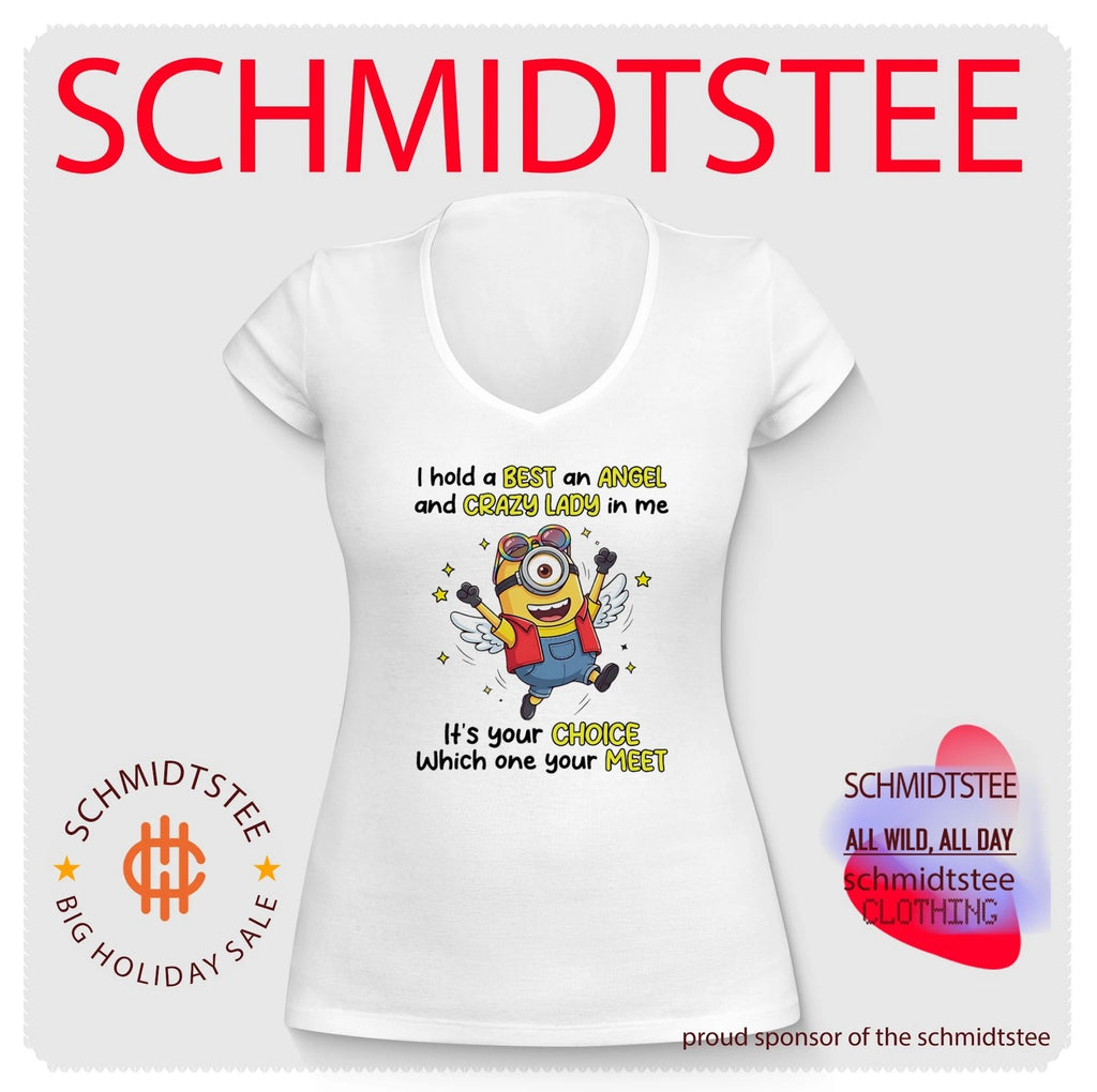 I hold a best and angel and crazy lady in me Minion shirt