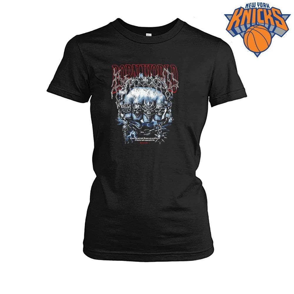 Born World Heavy Metal Fist Spikes Skulls Iron Cross Chains Lightning Dark Grunge Gothic Streetwear Hardcore Punk Goth Graphic Shirt