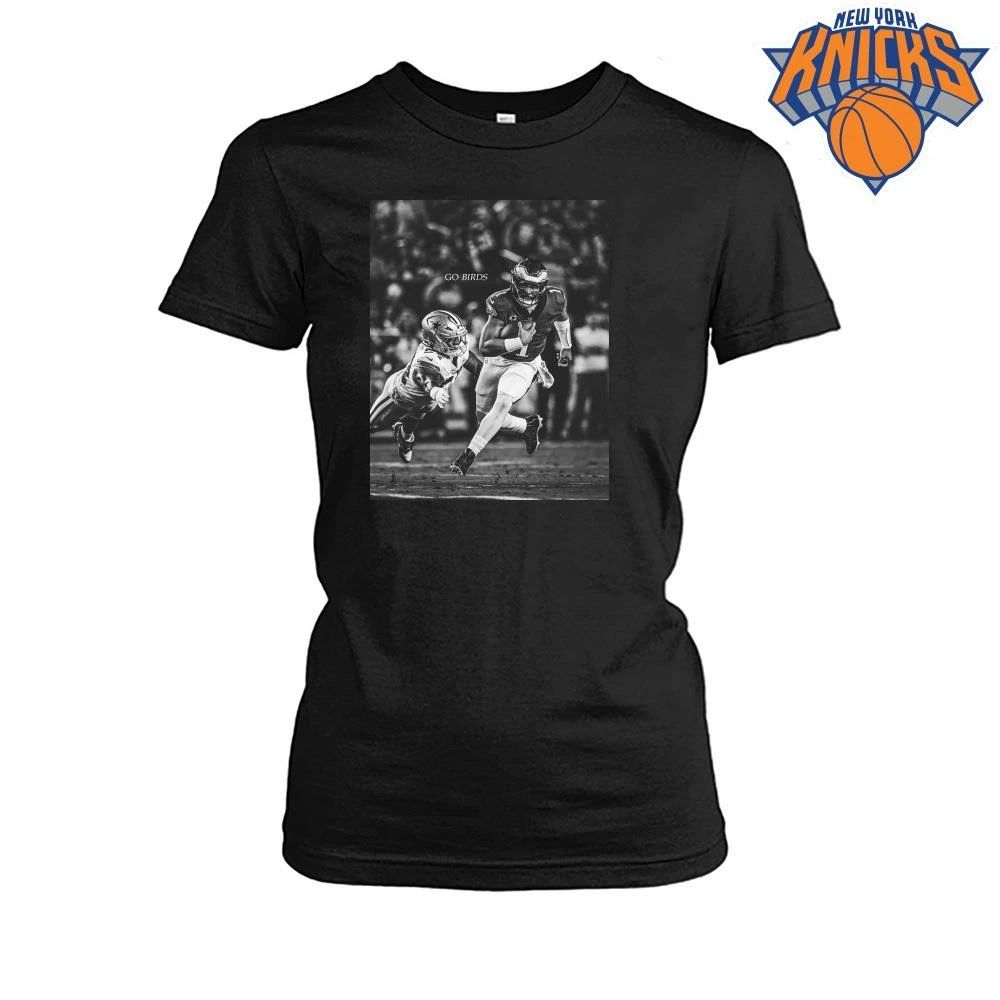 Go Birds Jalen Hurts Philadelphia Football Running Play Black and White Photo Shirt