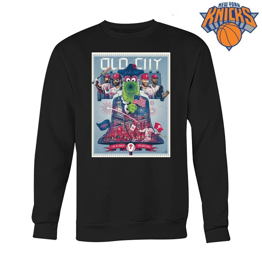 Philadelphia Phillies Old City Phillie Phanatic Liberty Bell Baseball Mascot Shirt