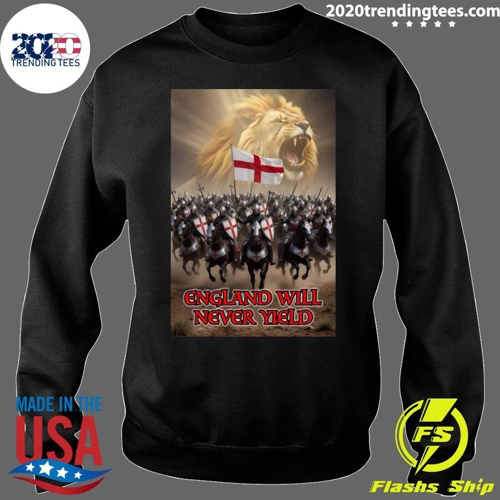 England Will Never Yield Three Lions Patriotic Shirt