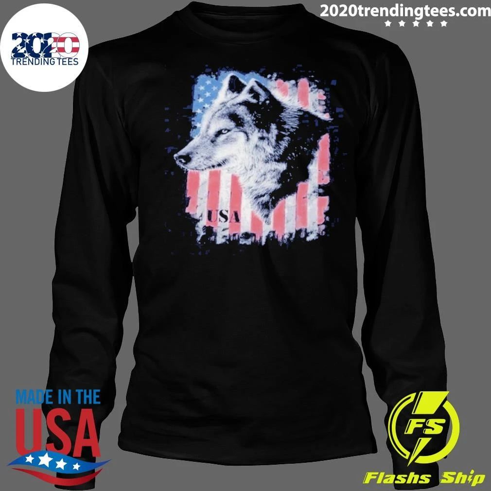 Delta Pro Weight American Flag Wolf Tee Shirt