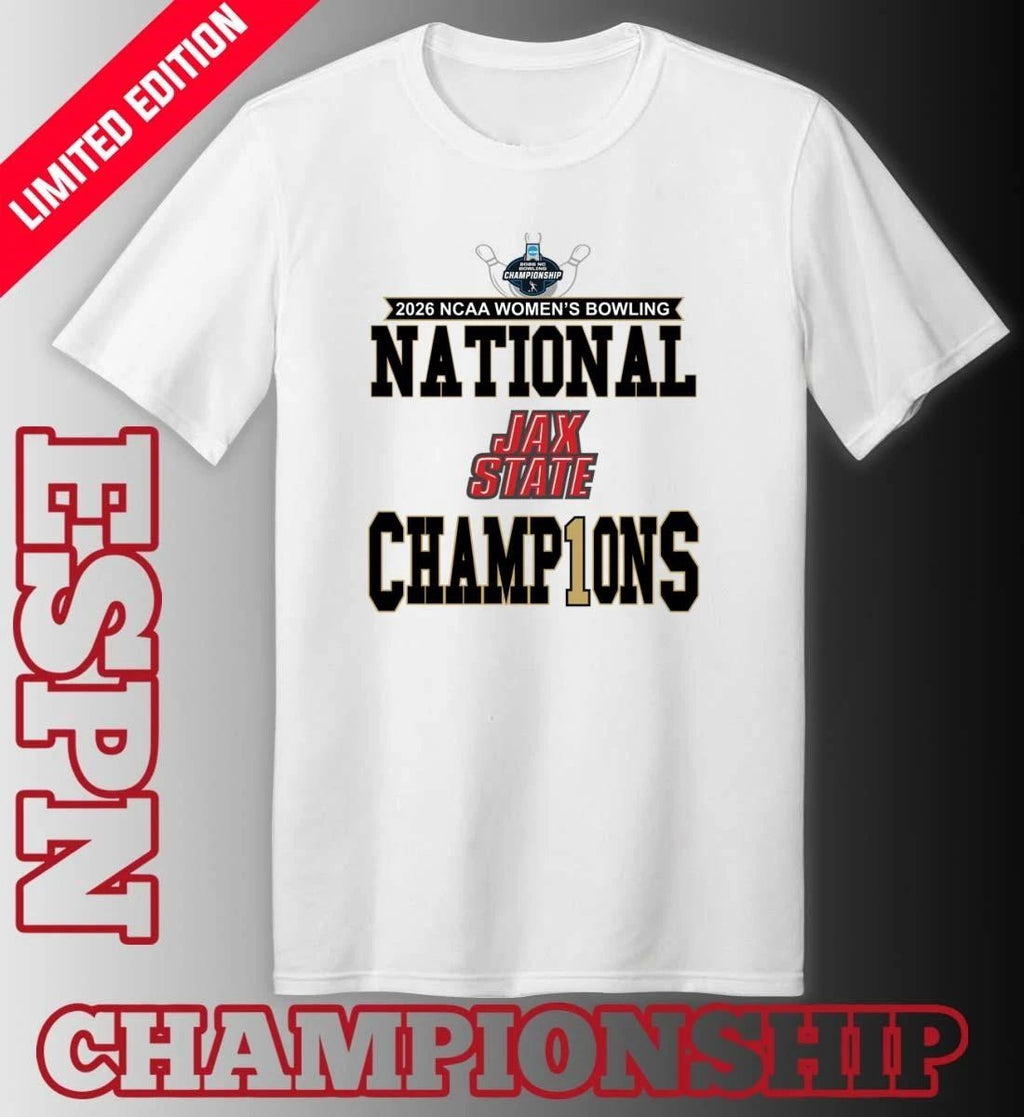 Jacksonville State Gamecocks 2026 National Collegiate Women’s Bowling National Champions Locker Room T-Shirt