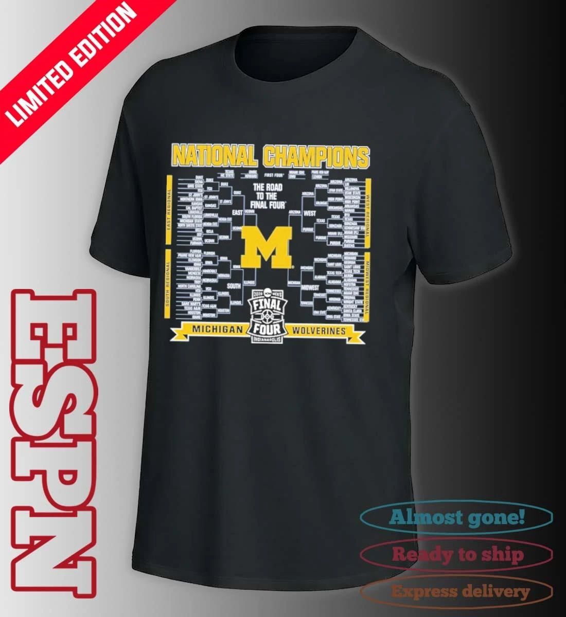 Michigan Wolverines 2026 NCAA Men’s Basketball National Champions Vintage Bracket T-Shirt