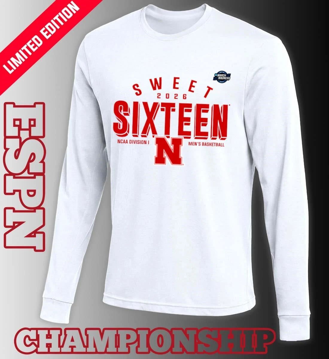 Sweet 16 Nebraska Cornhuskers 2026 NCAA Men’s Basketball T-Shirt