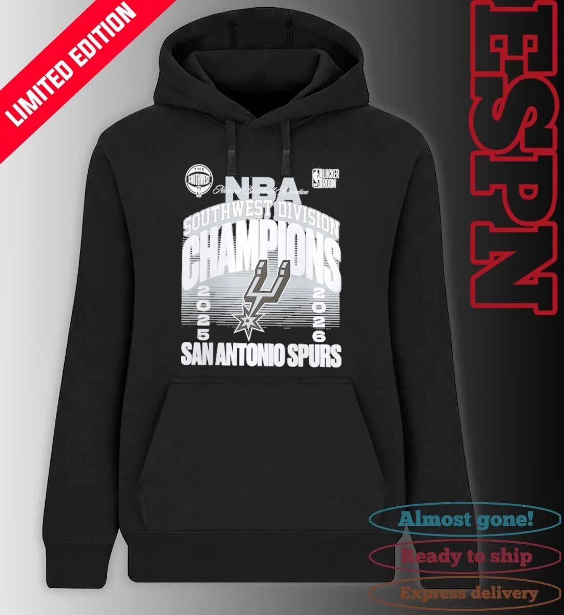 San Antonio Spurs 2026 Southwest Division Champions Locker Room T-Shirt