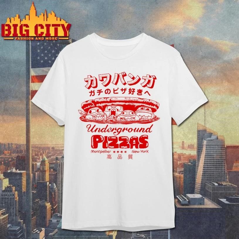 Underground Pizzas Cowabunga Ninja Turtles Japanese Parody Vintage T Shirt