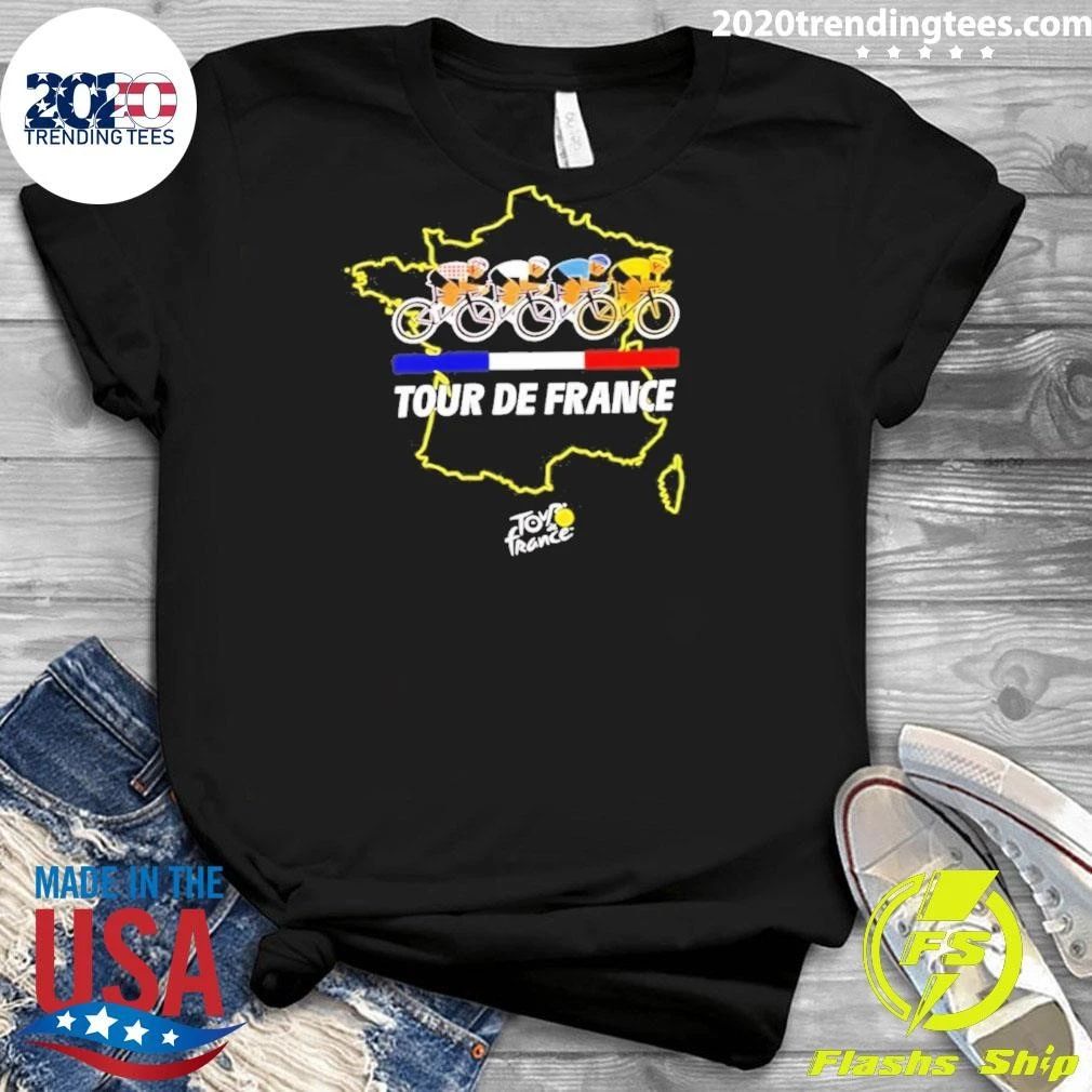 Tour De France Map With Cyclists Cycling Shirt