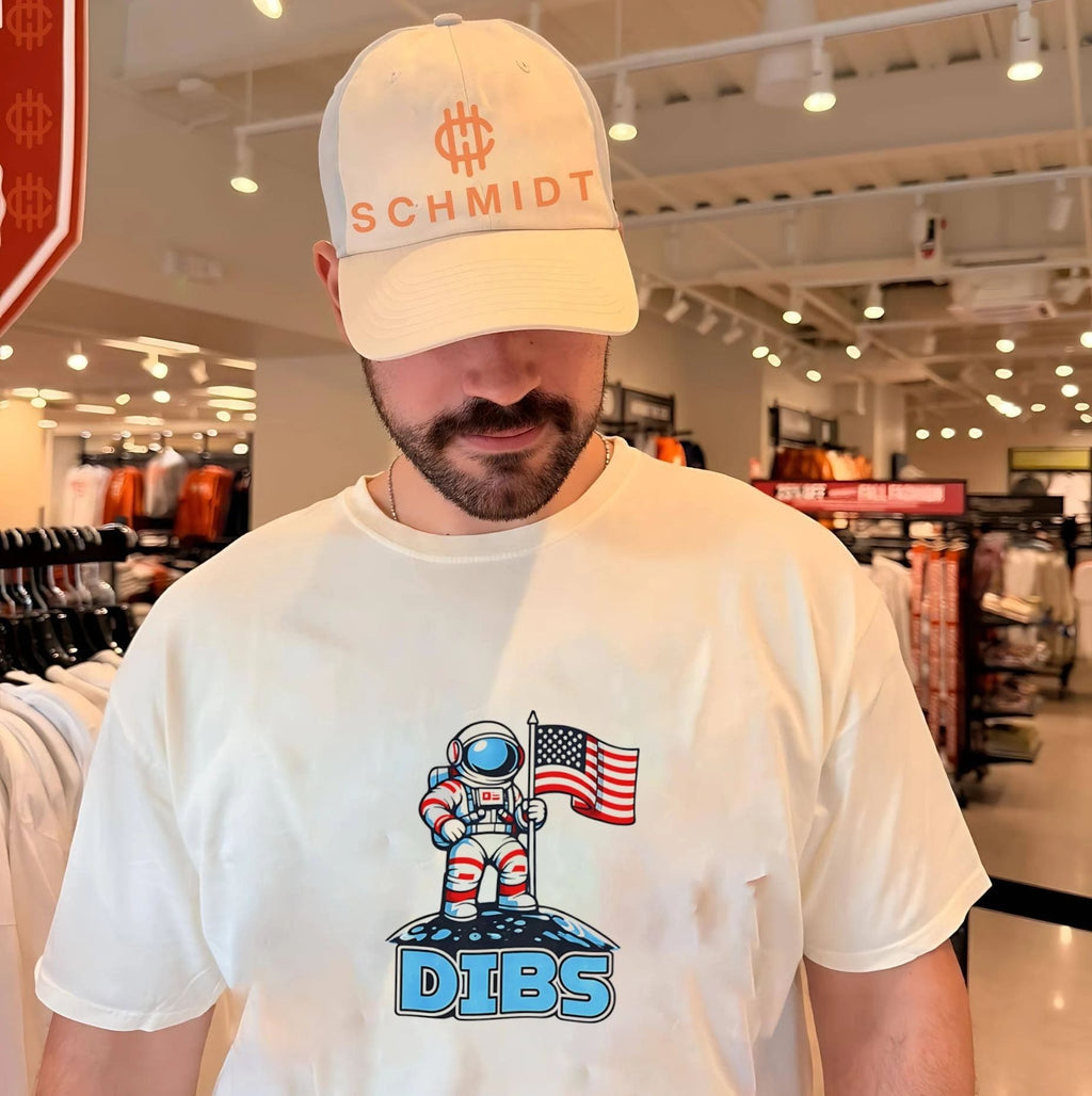 USA Dibs on the Moon Astronaut space American flag shirt