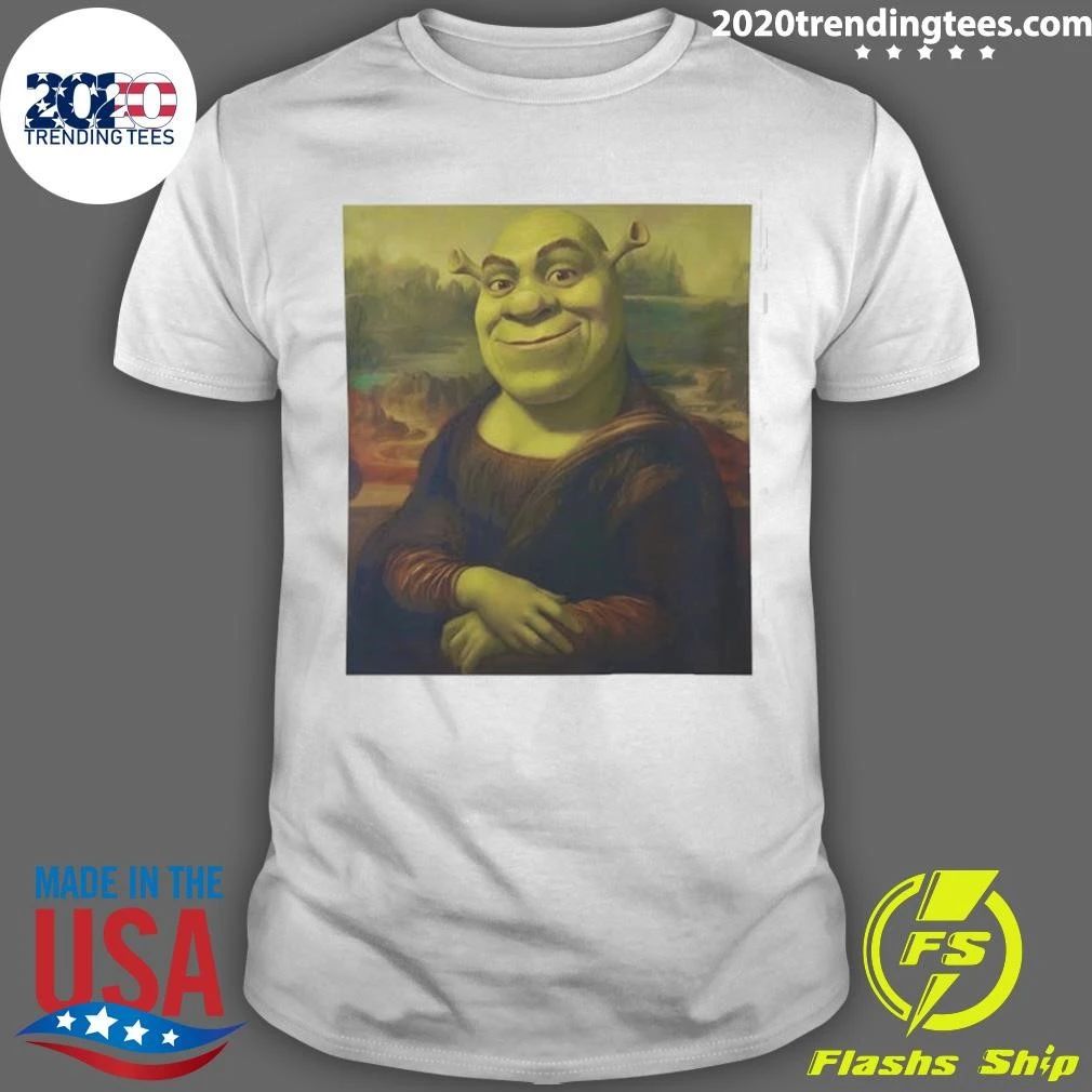 Shrek Mona Lisa Parody Portrait Graphic Tee Shirt