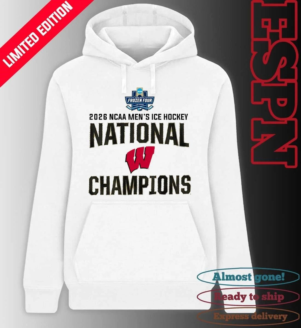University Of Wisconsin 2026 NCAA DI Men’s Ice Hockey National Champions T-Shirt